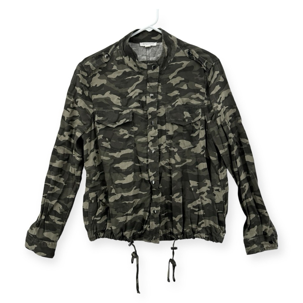 Beach Lunch Lounge Womens Small Camouflage Full Zip Utility Jacket Snap Pockets